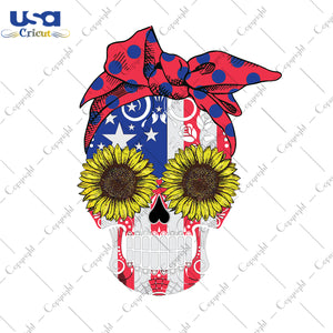 Sunflower Skull Svg, Independence Day, Flag Day Svg, Freedom Day, America Flag, Since 1776, 4th Of July, America SunflowerSVG files for cricut Instant Download Version - USA Cricut