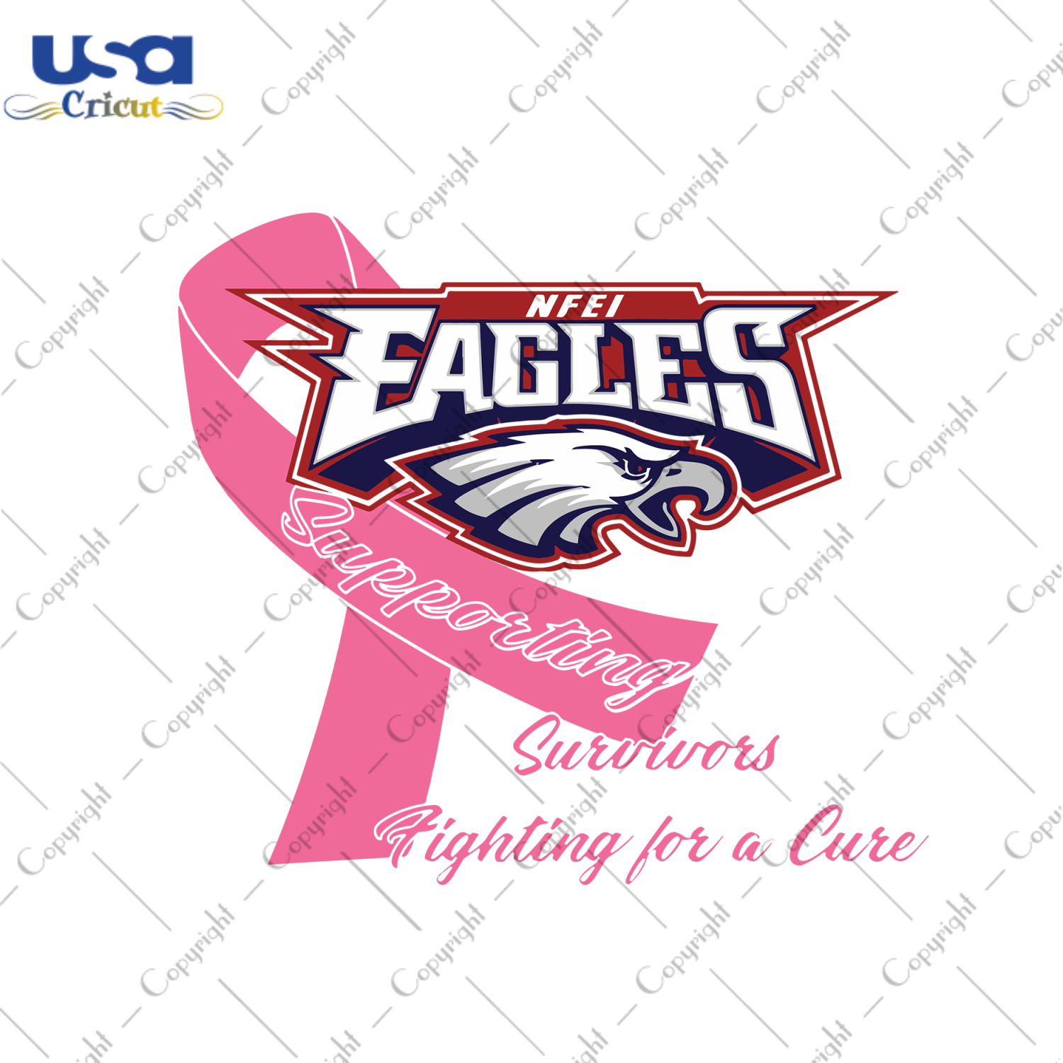 Supporting Survivors Fighting For A Cure NFEI Eagles Breast Cancer Gift Diy Crafts Svg Files For Cricut, Silhouette Sublimation Files