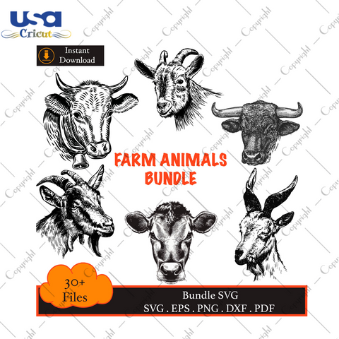 Farm Animals Bundle Clipart Diy Crafts Svg Files For Cricut, Silhouette Sublimation Files - USA Cricut