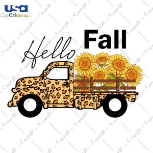 Hello Fall Leopard Skin Car Gifts, Shirt For Fall Svg File Diy Crafts Svg Files For Cricut, Silhouette Sublimation Files - USA Cricut