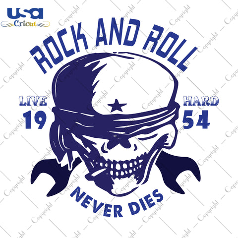 Rock And Roll Never Dies Motorcycle Package Gifts, Skull Shirt Svg File Diy Crafts Svg Files For Cricut, Silhouette Sublimation Files - USA Cricut