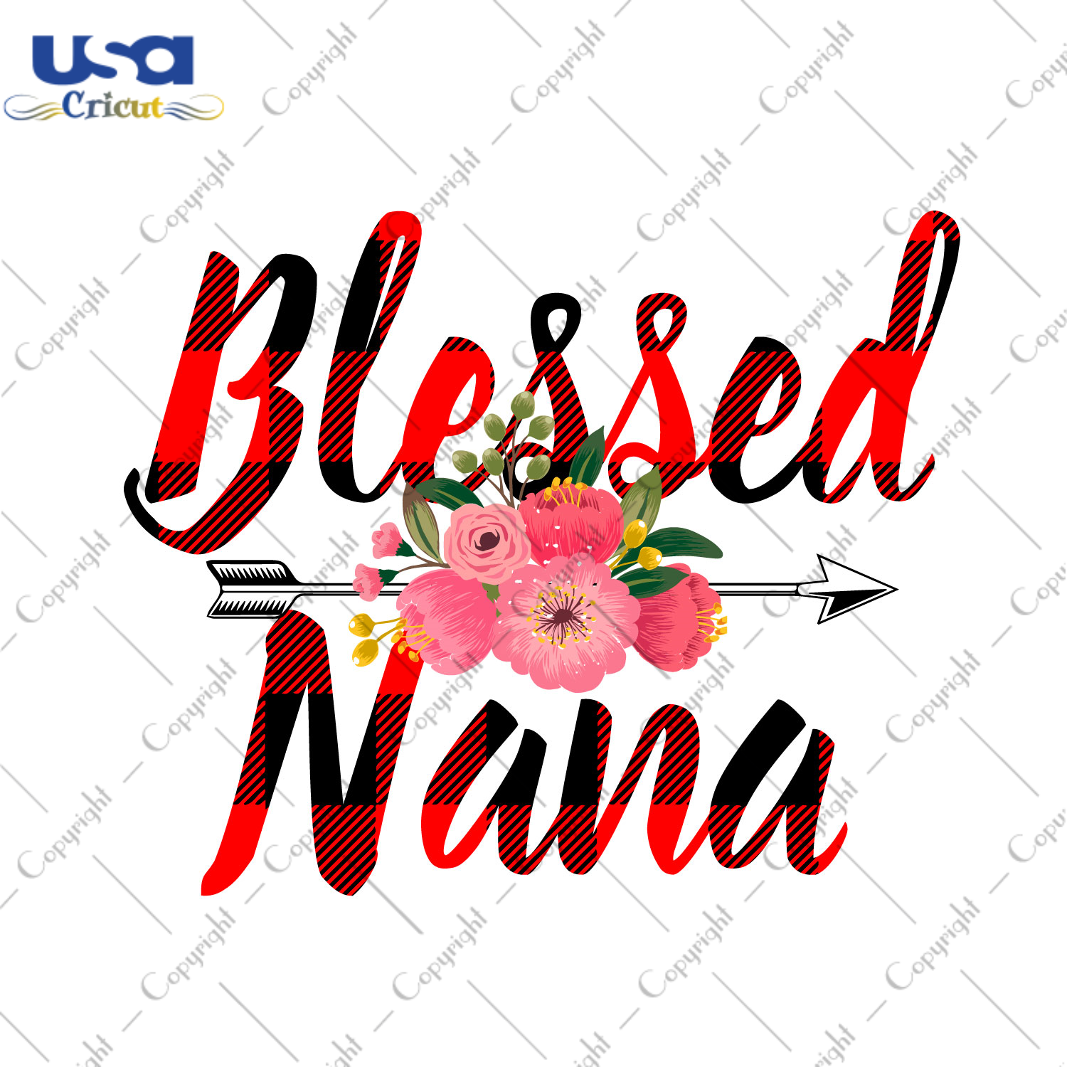 Blessed Nana Red Plaid Pattern Diy Crafts Svg Files For Cricut, Silhouette Sublimation Files - USA Cricut