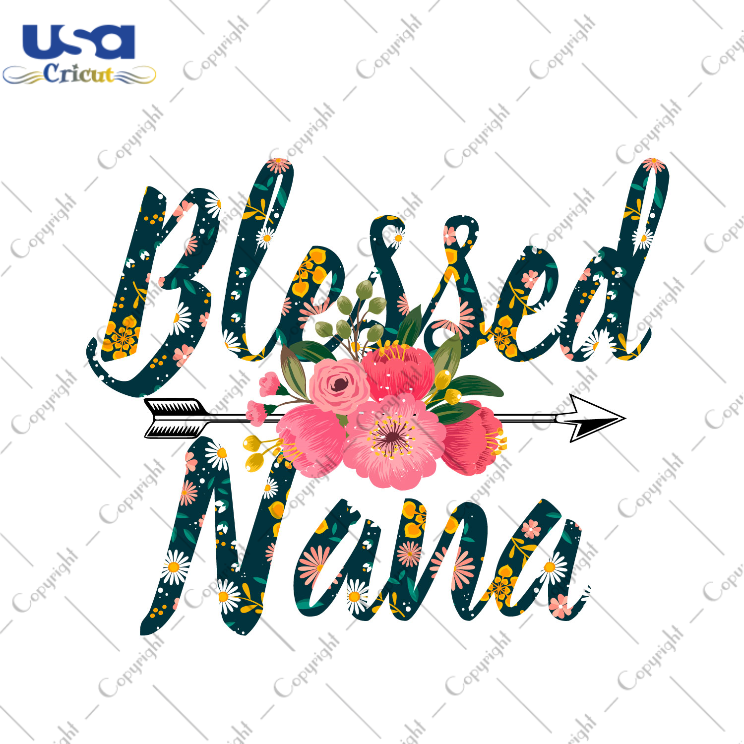 Blessed Nana Flower Pattern Diy Crafts Svg Files For Cricut, Silhouette Sublimation Files - USA Cricut