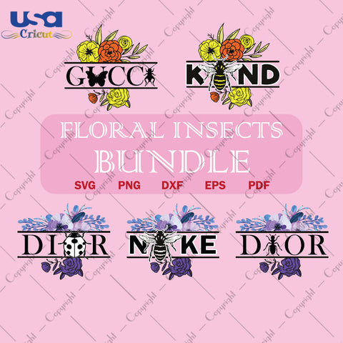 Floral Insects Bundle Trending Gifts, Flower Shirt Svg File Diy Crafts Svg Files For Cricut, Silhouette Sublimation Files - USA Cricut