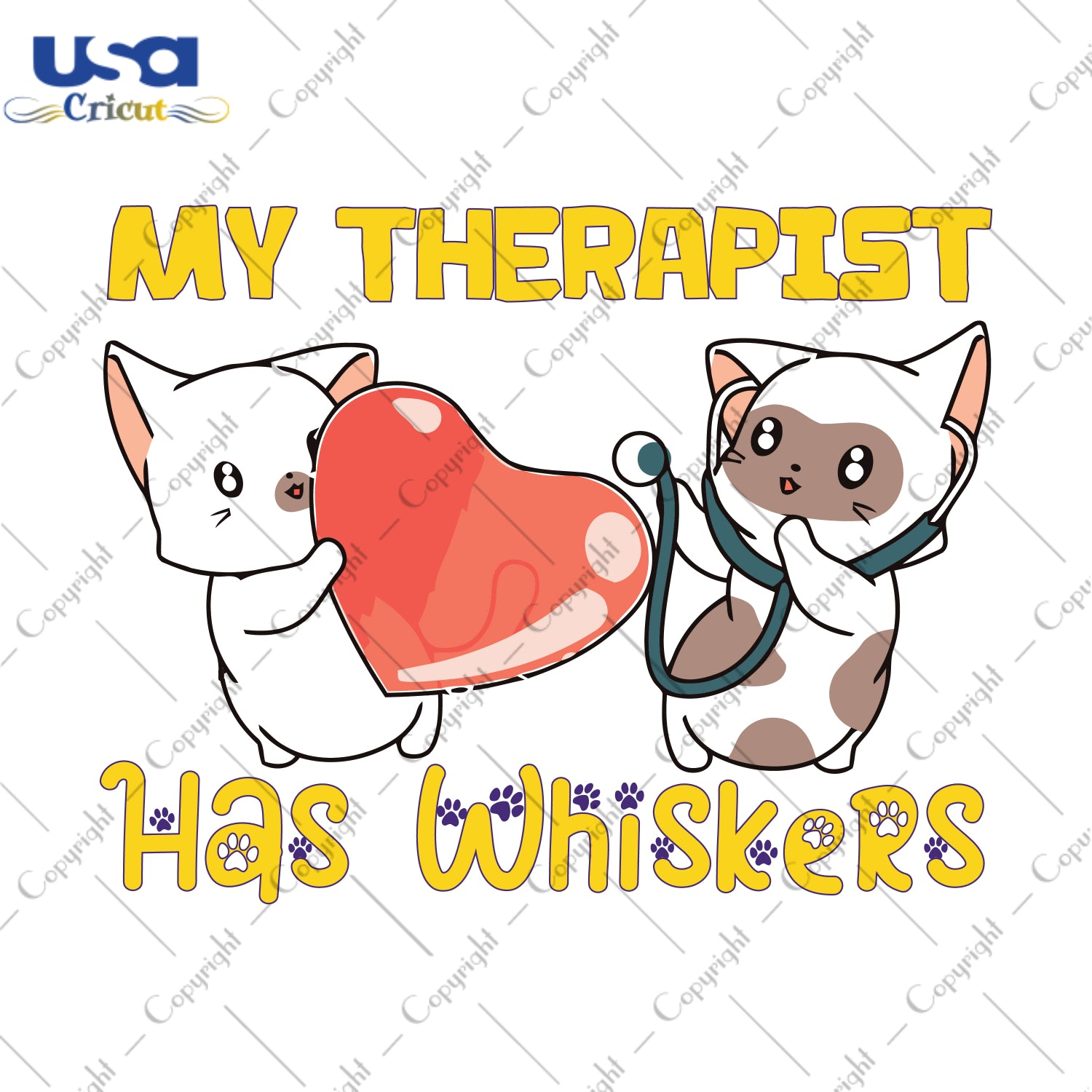 My Therapist Has Whiskers Gifts, Shirt For Cat Lover Svg File Diy Crafts Svg Files For Cricut, Silhouette Sublimation Files - USA Cricut