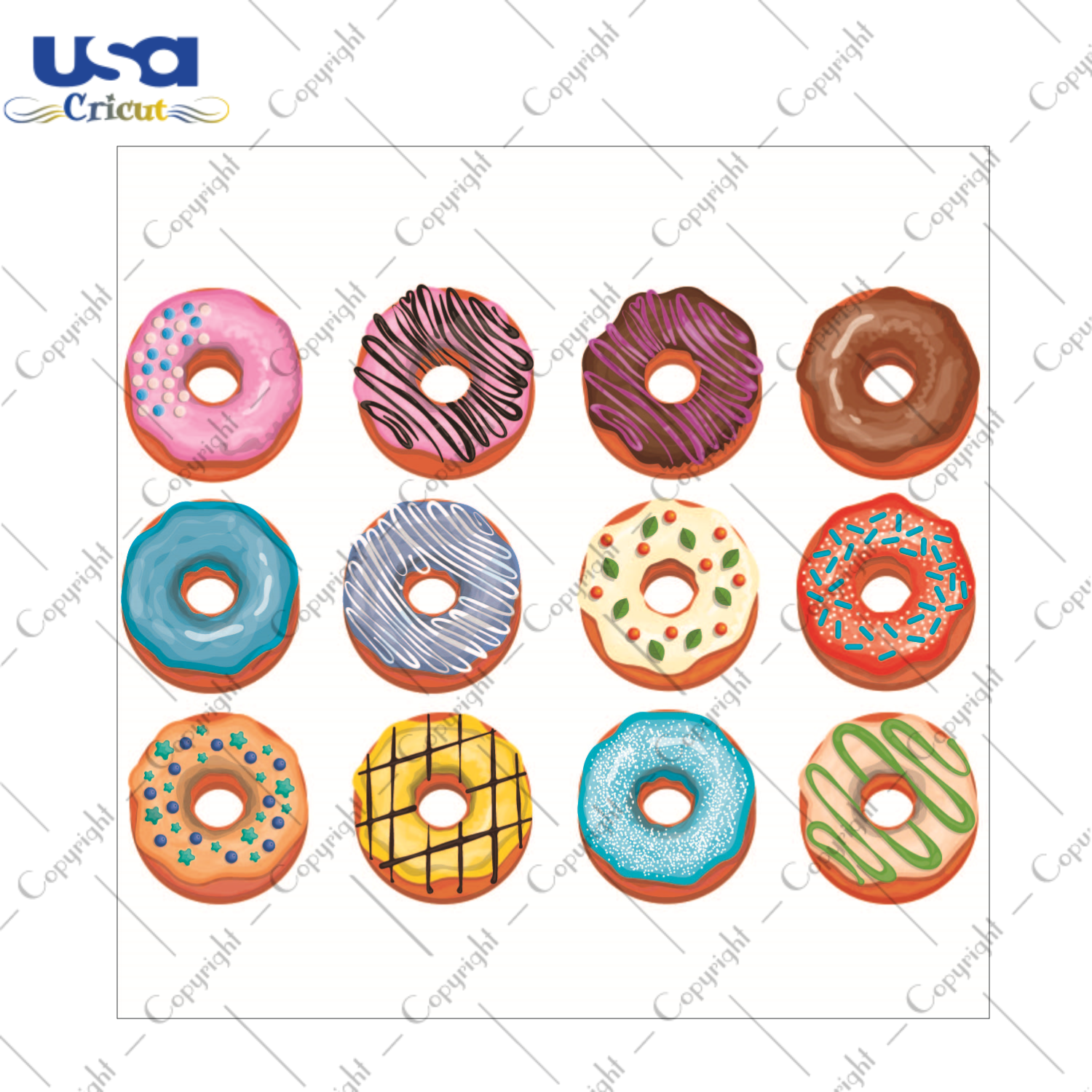 Donuts Silhouette SVG Bundle Diy Crafts Svg Files For Cricut, Silhouette Sublimation Files