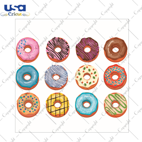 Donuts Silhouette SVG Bundle Diy Crafts Svg Files For Cricut, Silhouette Sublimation Files