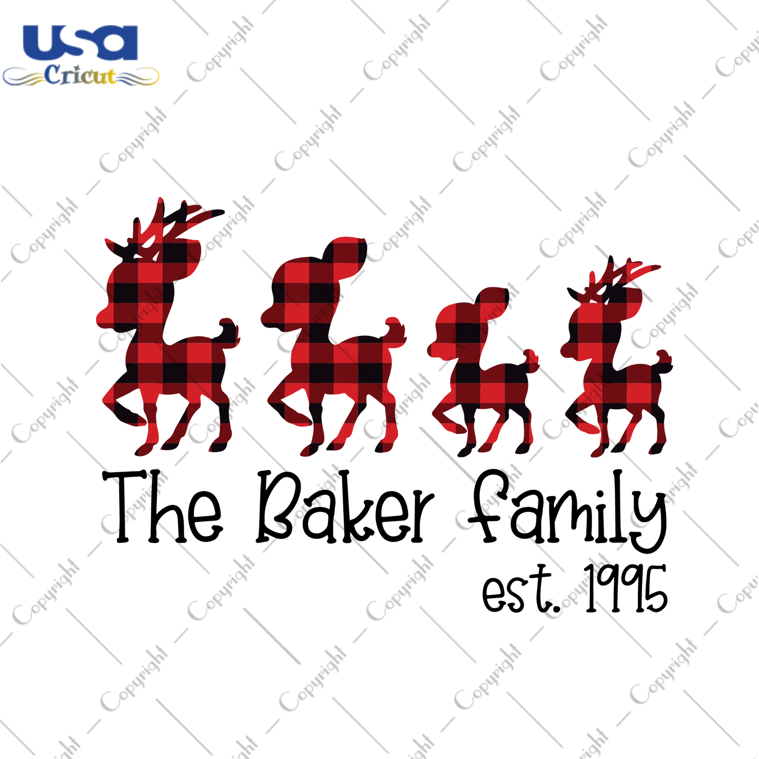 The Baker Family Reindeer Family Svg, Christmas Svg, Xmas Svg, Merry Christmas, Christmas Gift, Christmas Reindeer, Reindeer Svg, Plaid Reindeer, Reindeer Herd, Baker Family, Family Gift, Bak