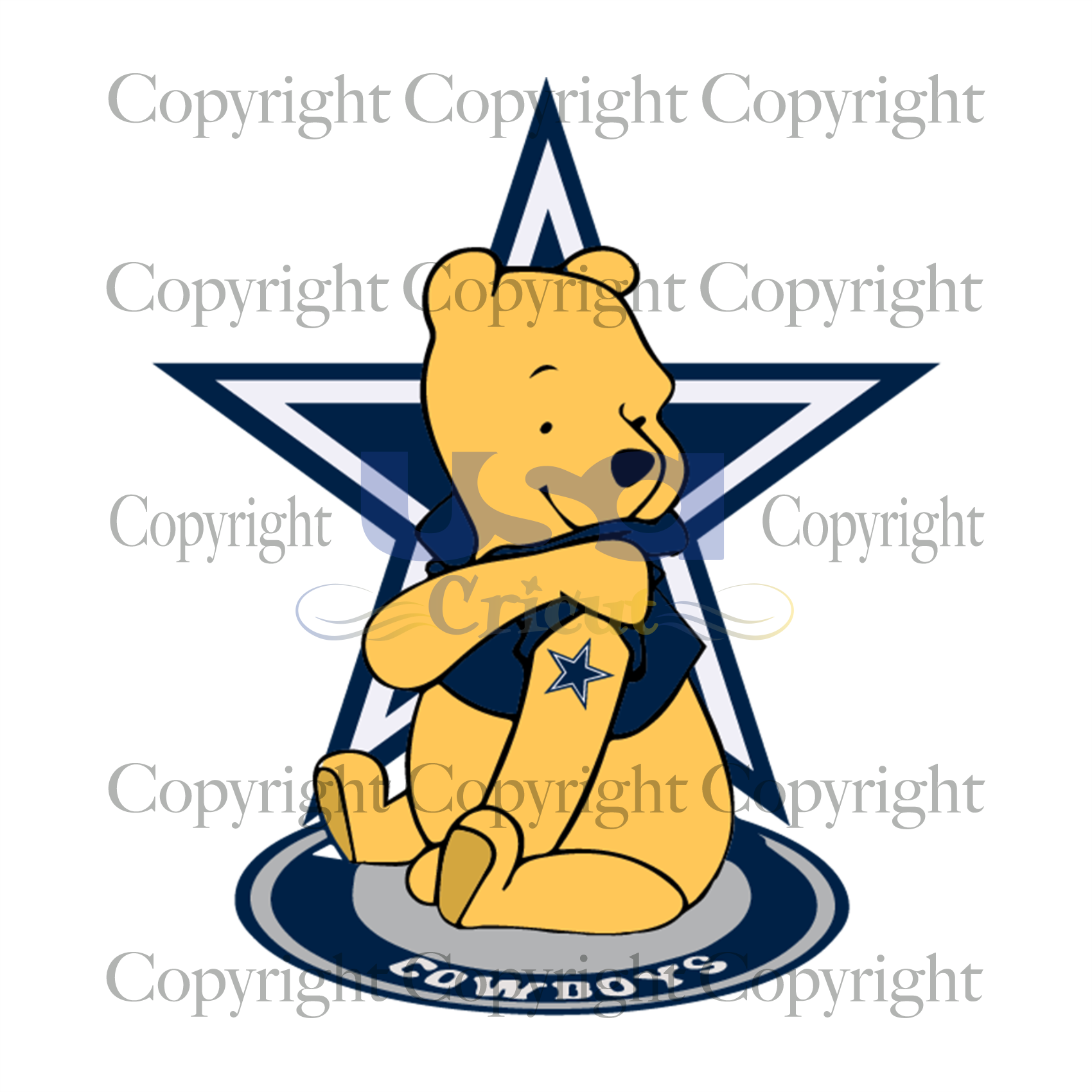 The Pooh Cowboys Svg, Sport Svg, Winnie The Pooh, The Pooh Football Svg, Dallas Cowboys Svg,SVG files for cricut Instant Download Version - USA Cricut