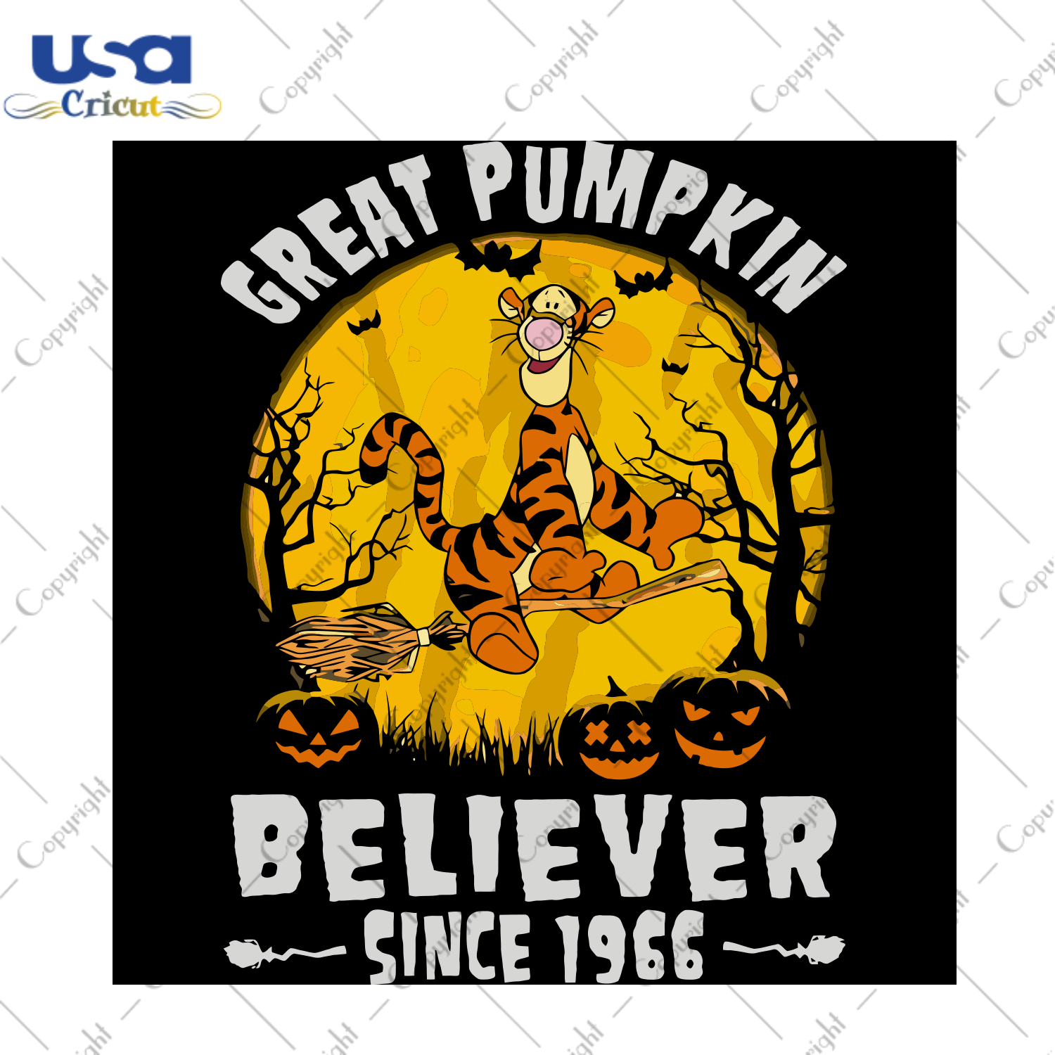 Tigger Great Pumpkin Believer Since 1966, Halloween Svg, Happy Halloween, Halloween Gift, Halloween Shirt, Halloween Icon, Halloween Vector, Nightmare Svg, Tigger Svg, Cute Tigger, Tigger Shi