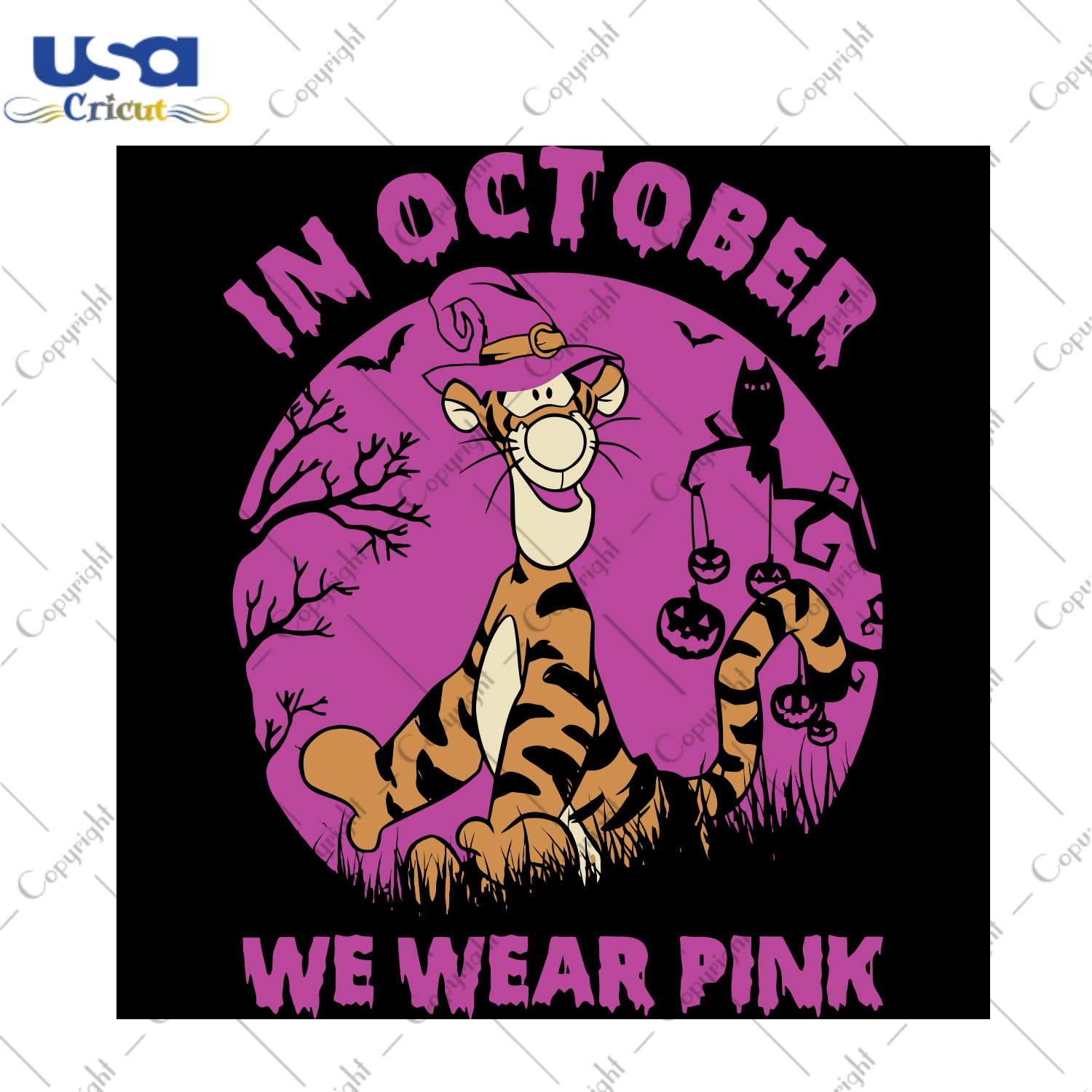 Tigger Tiger In October We Wear Pink Svg, Halloween Svg, Happy Halloween, Halloween Gift, Halloween Shirt, Halloween Icon, Halloween Vector, Nightmare Svg, Tigger Svg, Cute Tigger, Tigger Lov