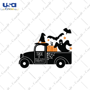 Trick Or Treat, Boo Svg, Pumpkin Svg, Pumpkin Car, Cute Pumpkin, Bat Svg, Black Bat, Hat Svg, Wizard Hat, Cute Hat, Black Hat, Ghost Svg, Cute Ghost, Funny Ghost, Svg Cricut, Silhouette Svg F