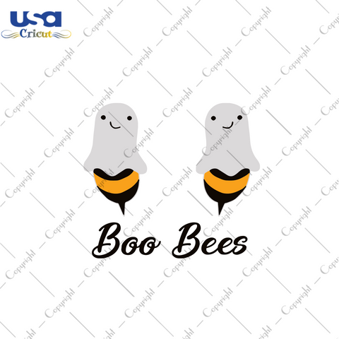 Twins Boo Bees, Halloween Svg, Halloween Gift, Halloween Shirt, Halloween Day, Gift For Halloween, Boo Bees Svg, Ghost Svg, Cute Ghost, Funny Ghost, Bee Ghost, Bee Svg, Cute Bee - USA Cricut