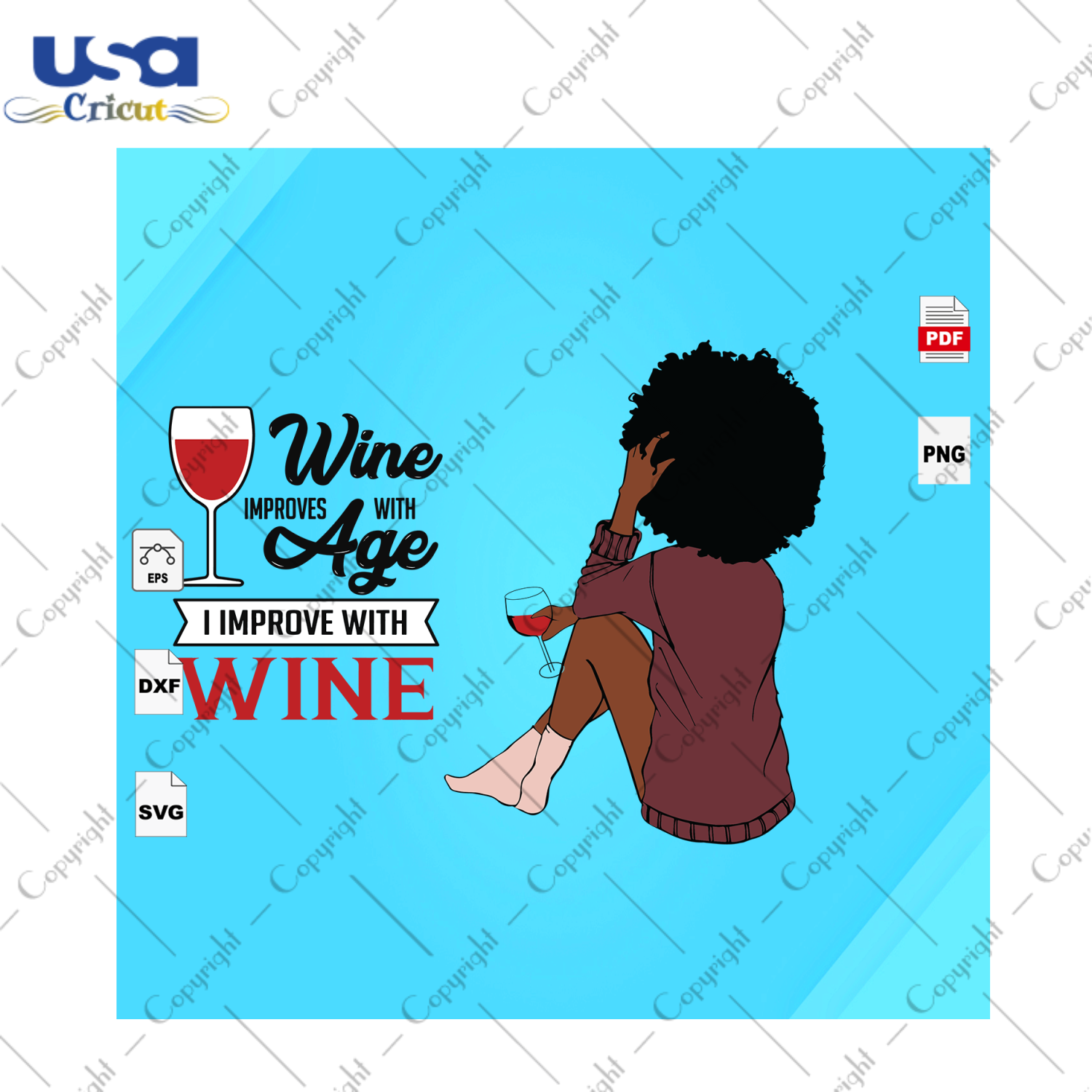 Wine Improves With Age Black Girl Gift Diy Crafts Svg Files For Cricut, Silhouette Sublimation Files