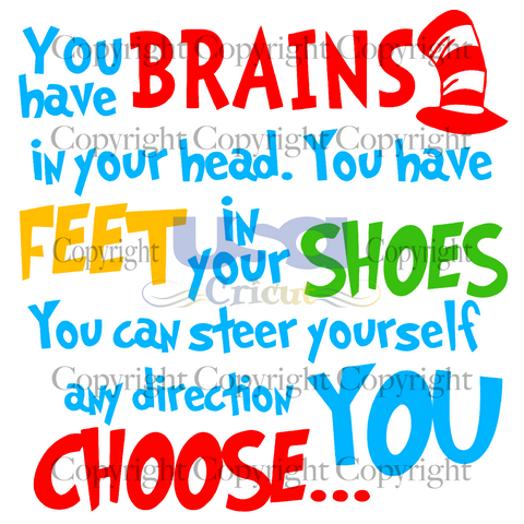 You Have Brains In Your Head, Dr Seuss Svg, Dr. Seuss Quote, Diy Crafts SVG Files For Cricut, Silhouette Sublimation Files Shirt Design Ideas  Instant Download - USA Cricut